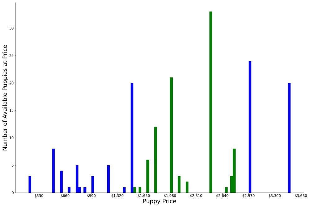 A breakdown of the prices of Bullmastiffs