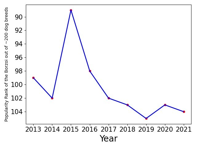 Popularity of Borzoi