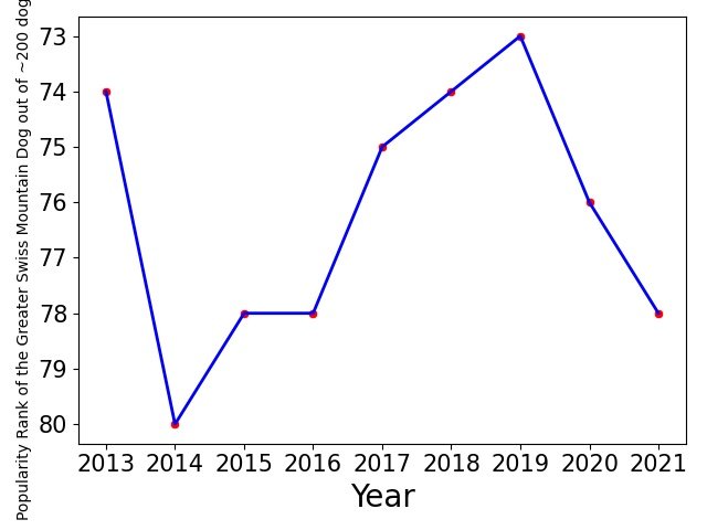 Popularity of Greater Swiss Mountain Dog
