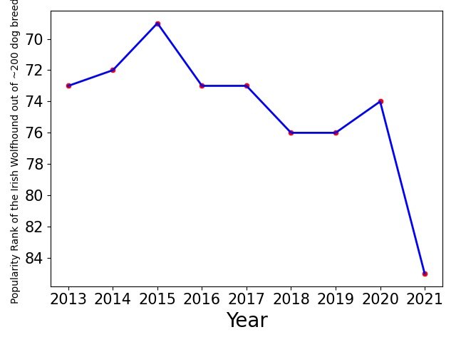 Popularity of Irish Wolfhound